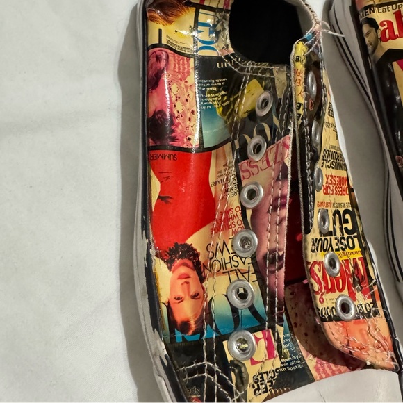 Custom Converse Chuck Taylor Low Top Magazine Collage Art Sneakers Keen Cush - Picture 4 of 8